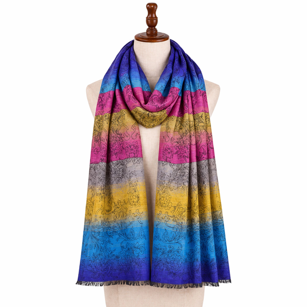 Turquoise Blue Scarf With Self Pattern